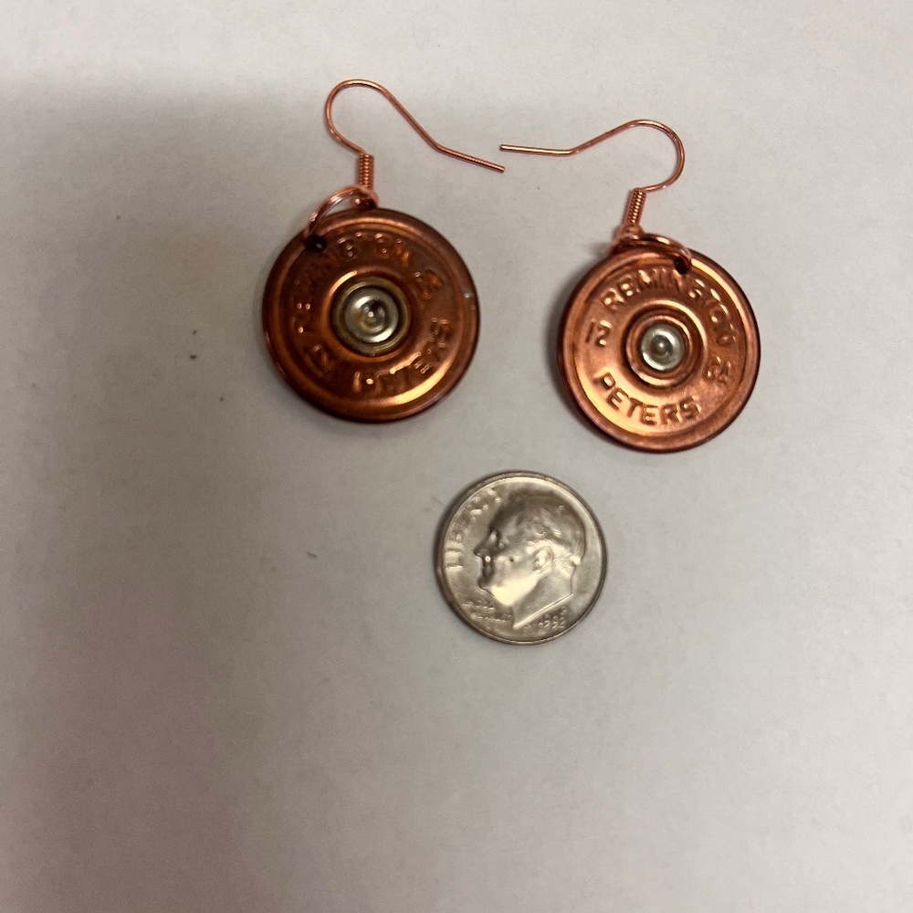 Pair of homemade 12 gauge shotgun shell earrings